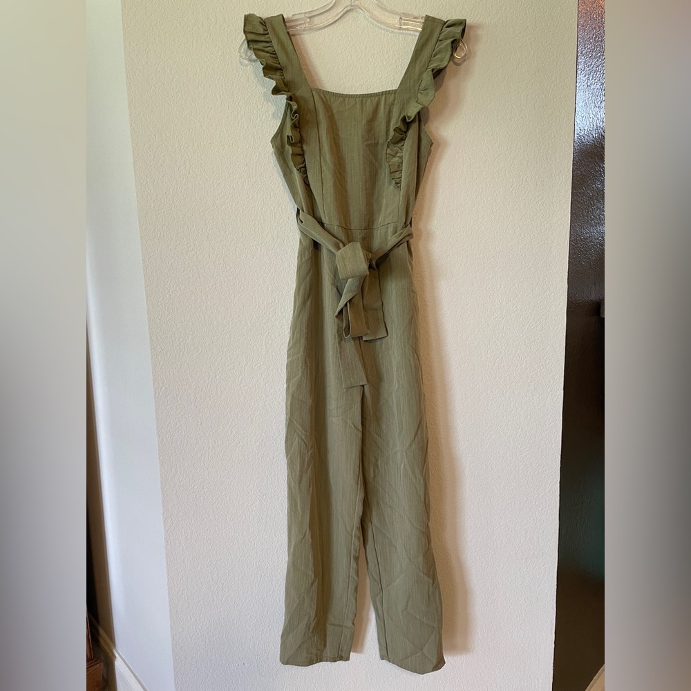 Altar'd State Green Wide-Leg Jumpsuit with Tie Waist
